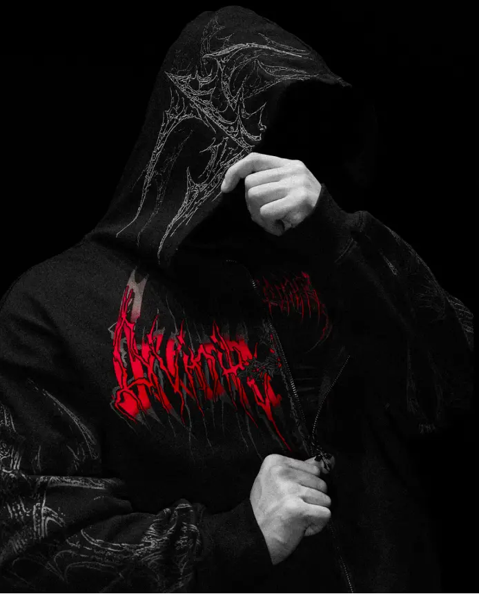 Celestial Blade Oversized Zip-up Hoodie Eclipse (Rojo, S)