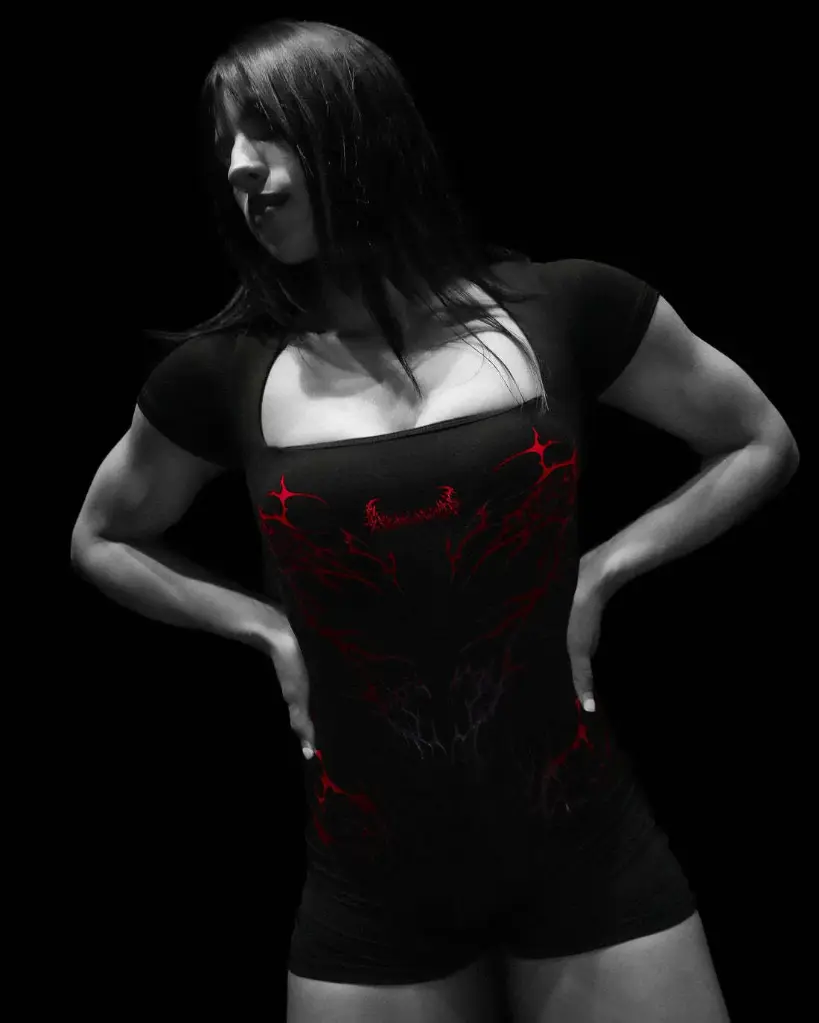 Cursemark Bodysuit (S, Negro, Rojo)