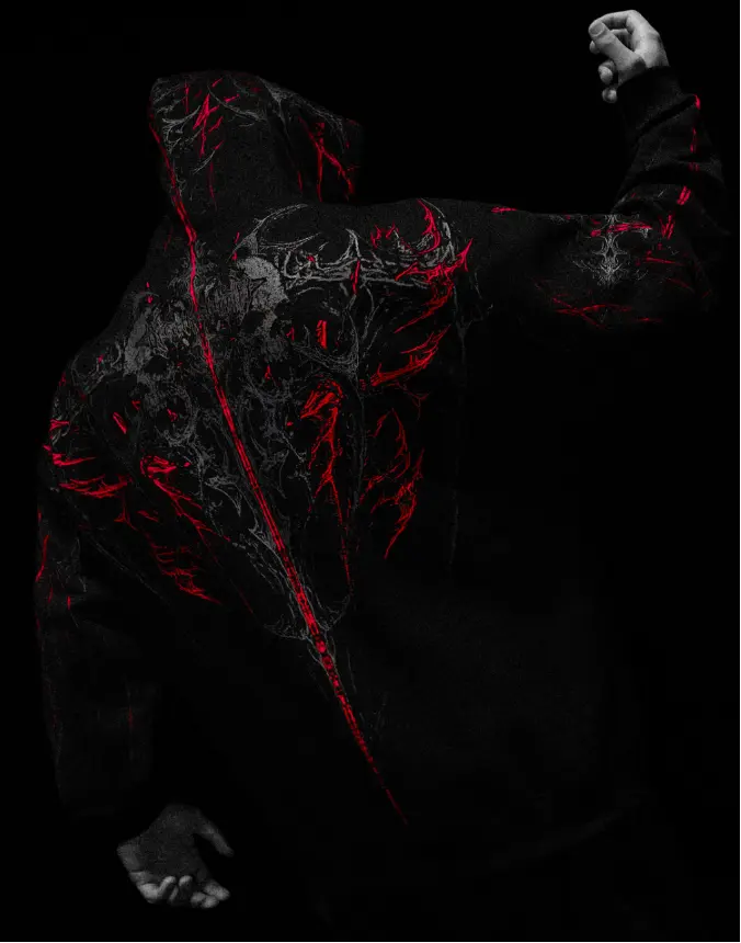 PROTOTYPE X Oversized pullover hoodie (Rojo, S)