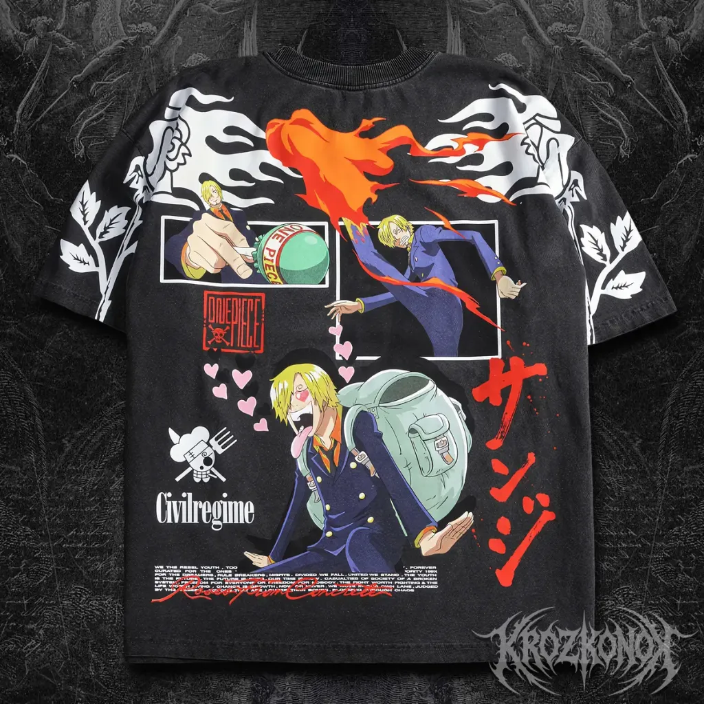 Camiseta Oversize Civil Regime X One Piece (S, Azul)