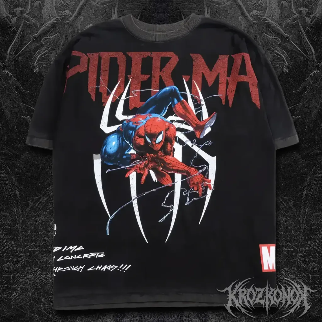 Camisa Oversize Civil Regime X Marvel Spiderman Webs Negra