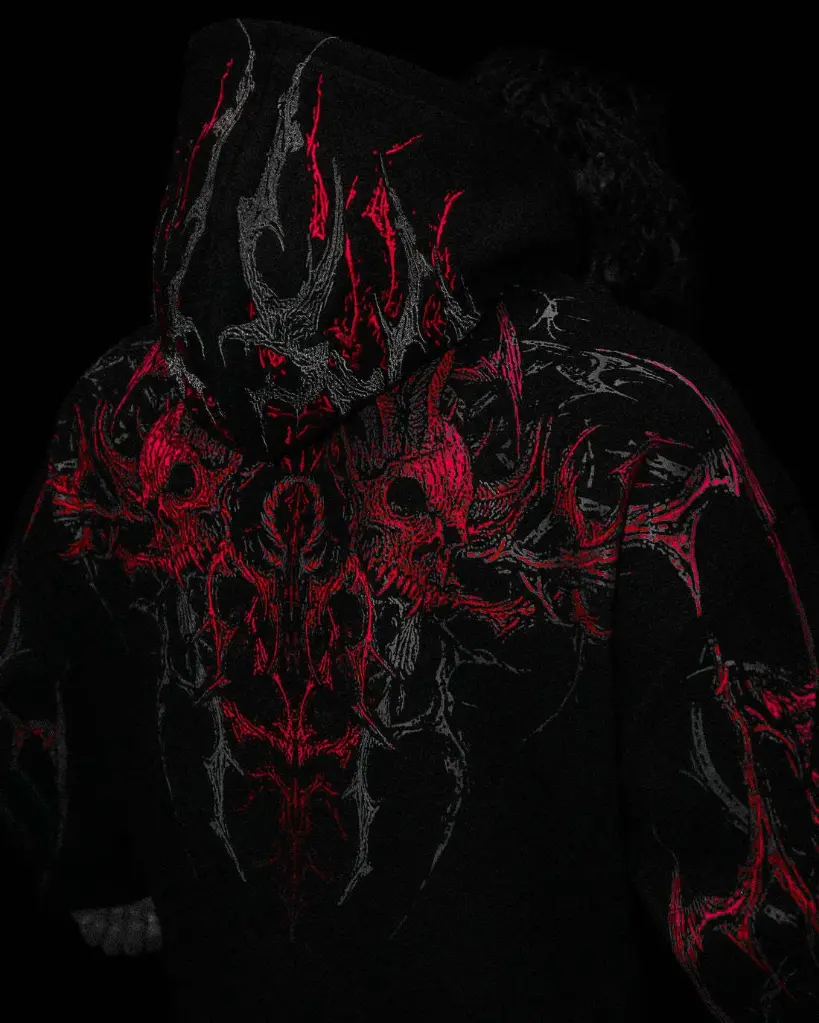 Nightreign Oversized pullover hoodie (Rojo, S)