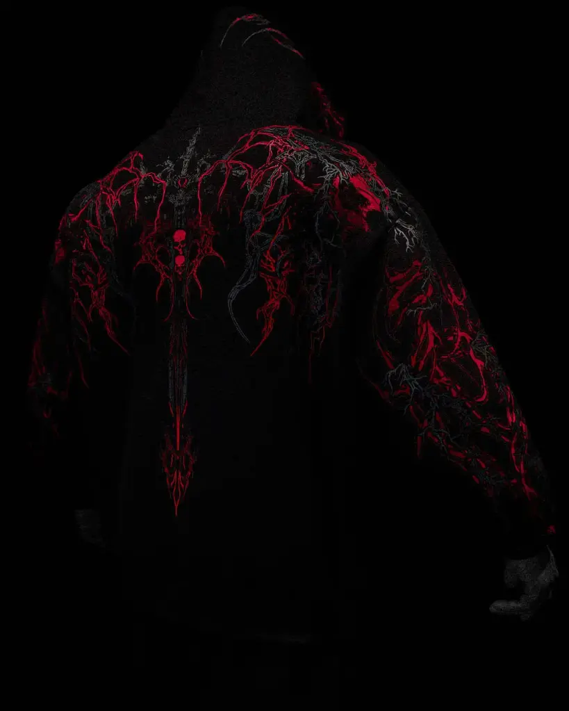 Doomspire Oversized Pullover Hoodie (Rojo, S)